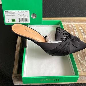 J Renee Black Satin slip on dress shoes